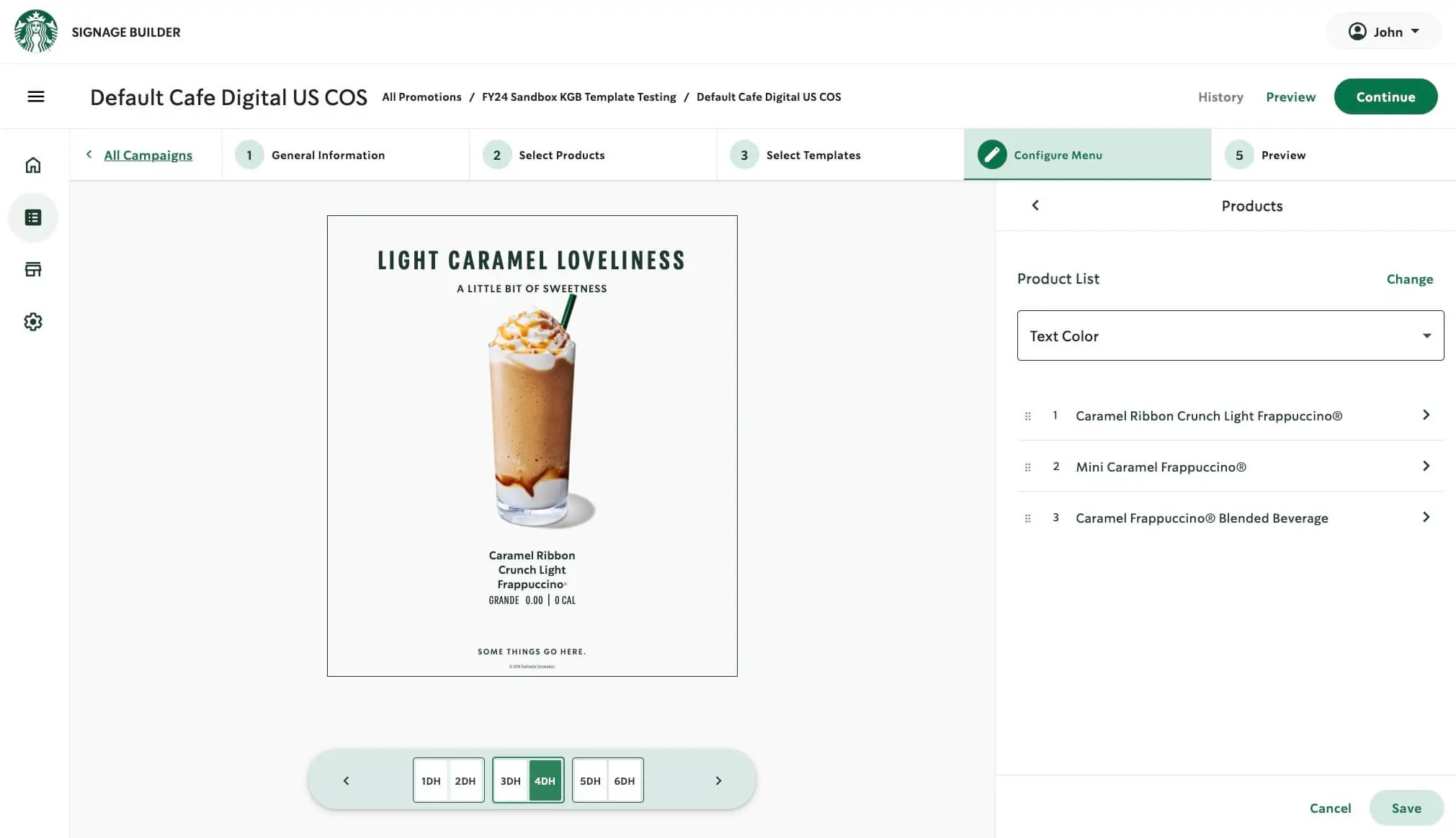 Starbucks Signage Builder admin interface