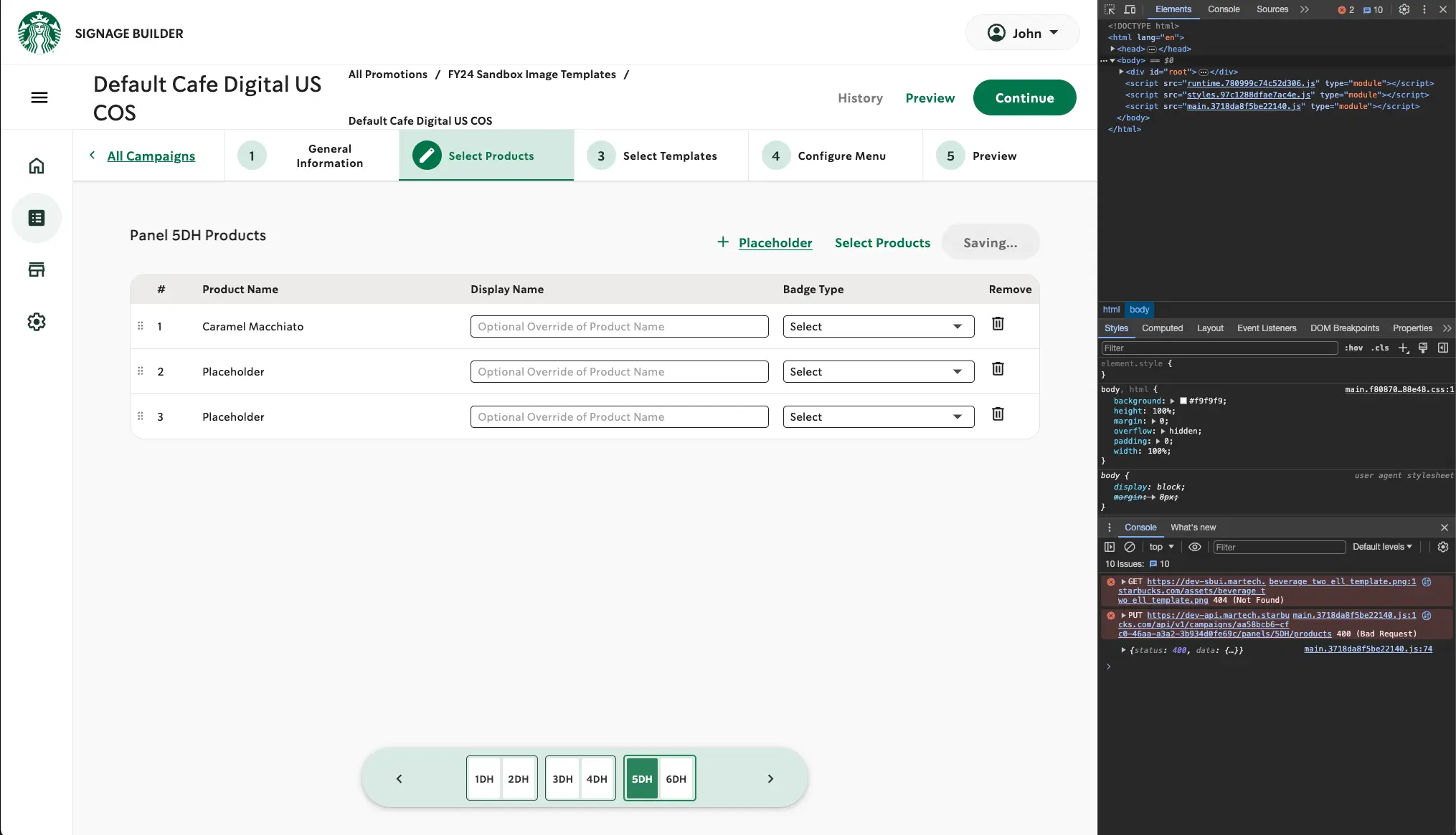 Starbucks digital menu preview